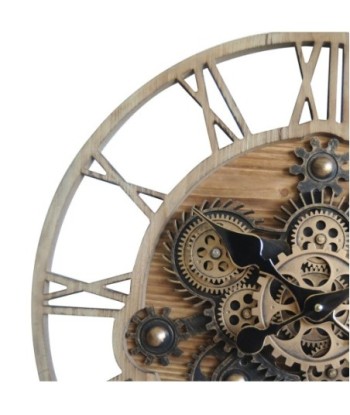 Reloj de metal y resina con engranajes en movimiento y estilo industrial