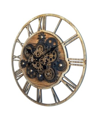 Reloj de metal y resina con engranajes en movimiento y estilo industrial