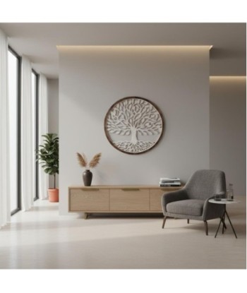 Adorno Pared Redondo de Madera - Árbol de Vida con Estilo Natural