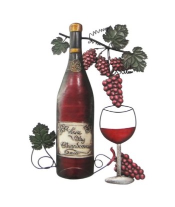 Adorno Pared Vino de Metal con Uvas - Decoración para Cocina y Comedor