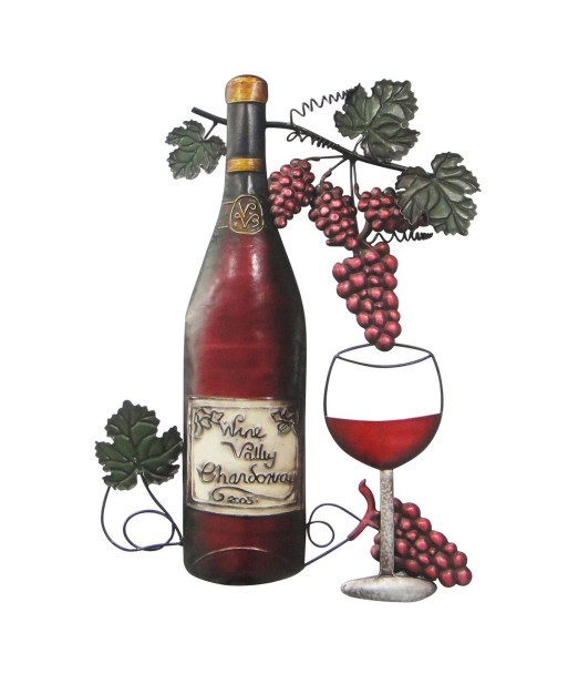 Adorno Pared Vino de Metal con Uvas - Decoración para Cocina y Comedor