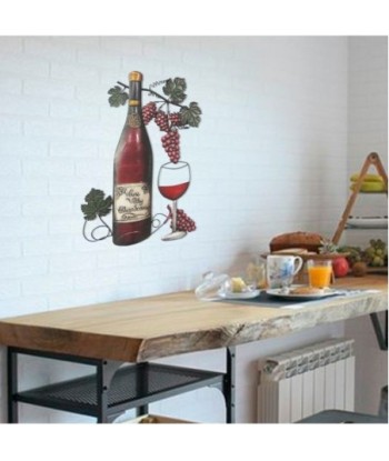 Adorno Pared Vino de Metal con Uvas - Decoración para Cocina y Comedor