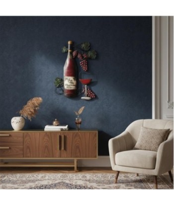 Adorno Pared Vino de Metal con Uvas - Decoración para Cocina y Comedor