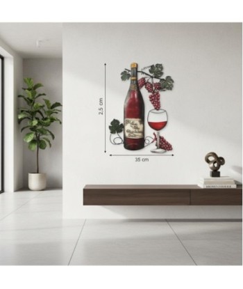 Adorno Pared Vino de Metal con Uvas - Decoración para Cocina y Comedor