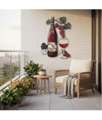 Adorno Pared Vino de Metal con Uvas - Decoración para Cocina y Comedor