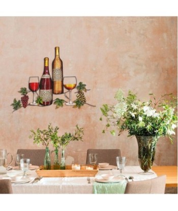 Adorno Pared Vino Metal con Botellas y Copas