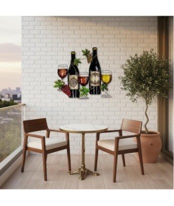 Adorno Pared Vino Metal para Decoración del Hogar