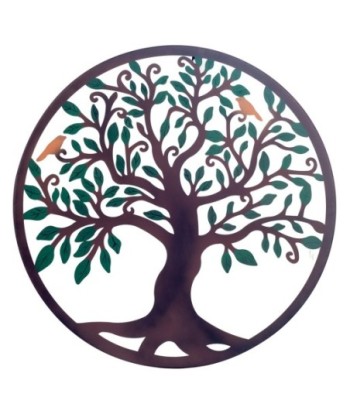 Adorno Pared Jardín Árbol de Vida 60cm - Metal Verde y Marrón