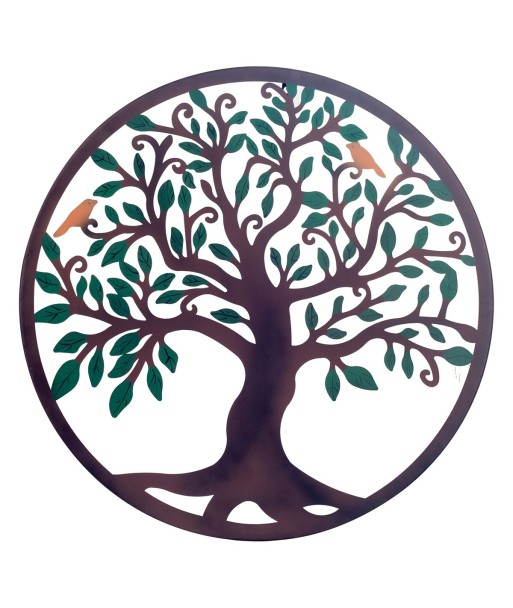 Adorno Pared Jardín Árbol de Vida 60cm - Metal Verde y Marrón