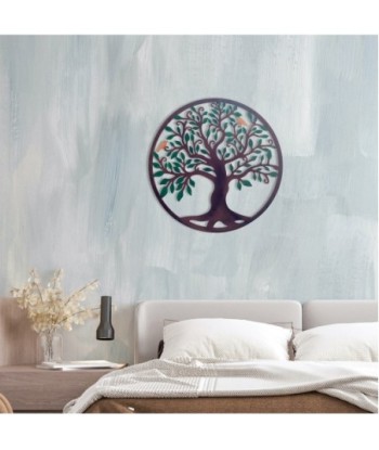 Adorno Pared Jardín Árbol de Vida 60cm - Metal Verde y Marrón