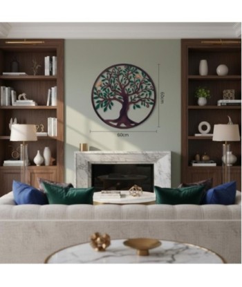Adorno Pared Jardín Árbol de Vida 60cm - Metal Verde y Marrón