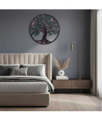 Adorno Pared Jardín Árbol de Vida 60cm - Metal Verde y Marrón