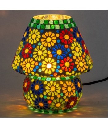 Lámpara Mosaico Sobremesa de Vidrio Colorido - Estilo Floral
