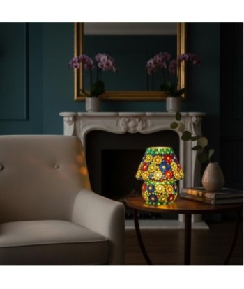 Lámpara Mosaico Sobremesa de Vidrio Colorido - Estilo Floral