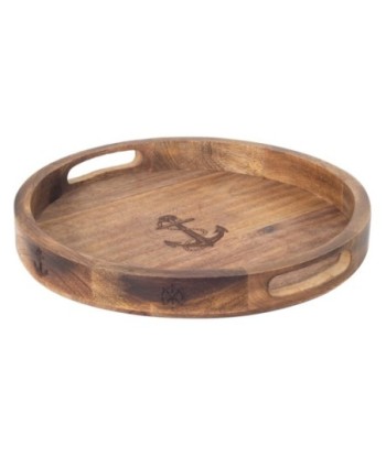 Bandeja Circular Ancla de Madera Náutica - Estilo Marítimo para Decoración