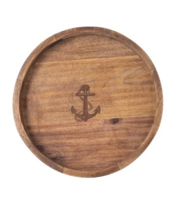 Bandeja Circular Ancla de Madera Náutica - Estilo Marítimo para Decoración