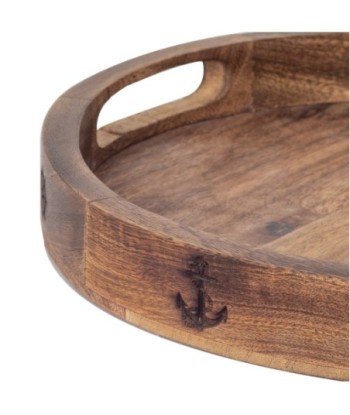 Bandeja Circular Ancla de Madera Náutica - Estilo Marítimo para Decoración