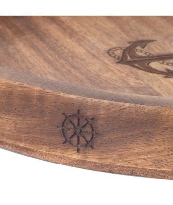 Bandeja Circular Ancla de Madera Náutica - Estilo Marítimo para Decoración