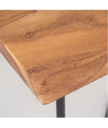 Taburete de Madera de Acacia con Estructura Metálica Estilo Moderno
