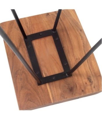 Taburete de Madera de Acacia con Estructura Metálica Estilo Moderno