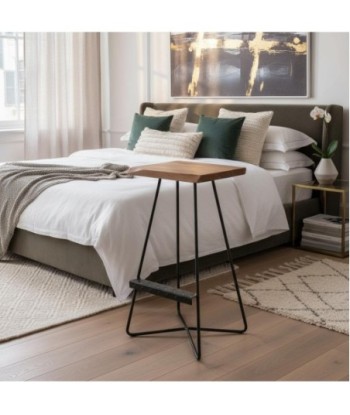 Taburete de Madera de Acacia con Estructura Metálica Estilo Moderno