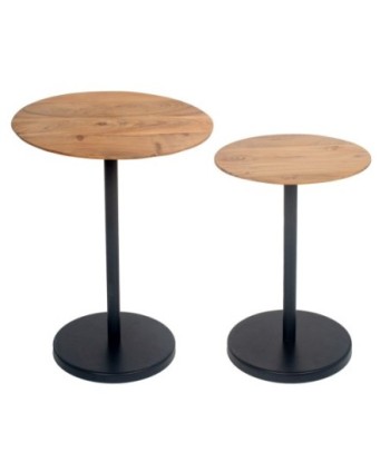Mesa auxiliar de madera de acacia en diseño redondo y elegante