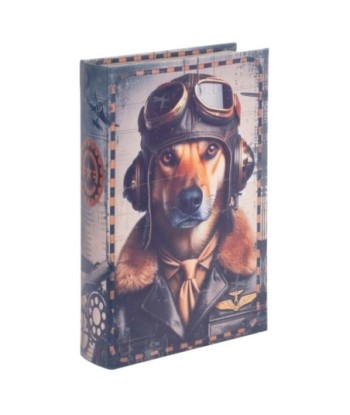 Caja Libro Perro de MDF Forrado Poly - Estilo Vintage para Decoración