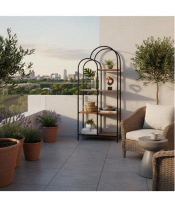 Estantería de Metal y Madera Estilo Moderno para Decoración del Hogar