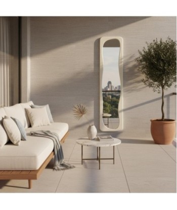 Espejo de pared en MDF y cristal con diseño moderno y estilizado