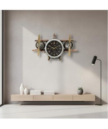 Reloj de metal estilo vintage con diseño de avión