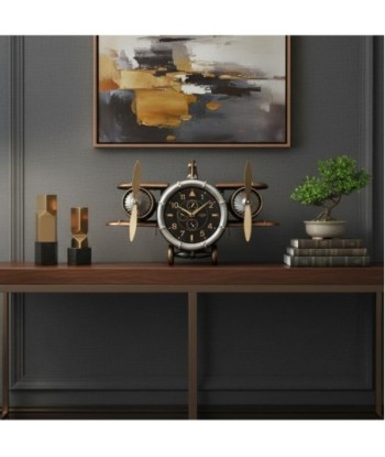 Reloj de metal estilo vintage con diseño de avión