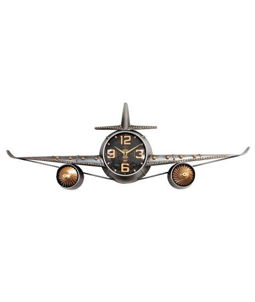 Reloj de metal estilo avión con detalles vintage y esfera negra