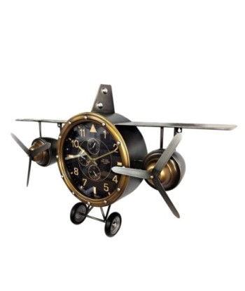 Reloj de Metal Decorativo en Forma de Avión con Diseño Vintage
