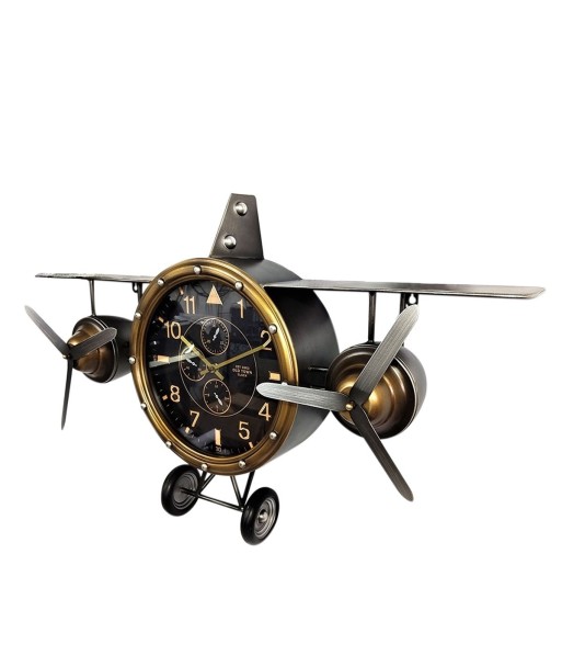 Reloj de Metal Decorativo en Forma de Avión con Diseño Vintage
