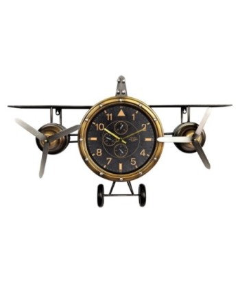 Reloj de Metal Decorativo en Forma de Avión con Diseño Vintage