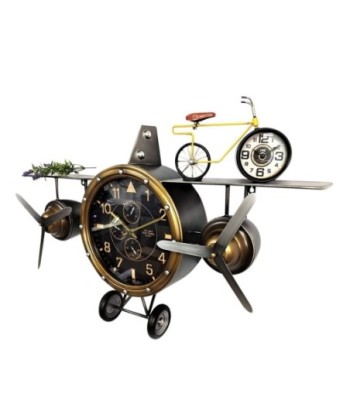 Reloj de Metal Decorativo en Forma de Avión con Diseño Vintage