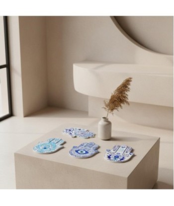 Posavasos de cerámica 4U estilo hamsa en azul