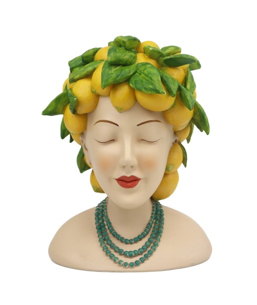 Macetero Cabeza Mujer de Resina - Estilo Fresco con Frutas