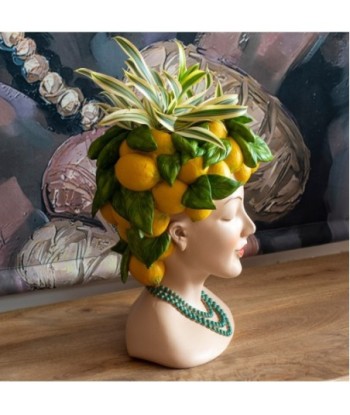 Macetero Cabeza Mujer de Resina - Estilo Fresco con Frutas