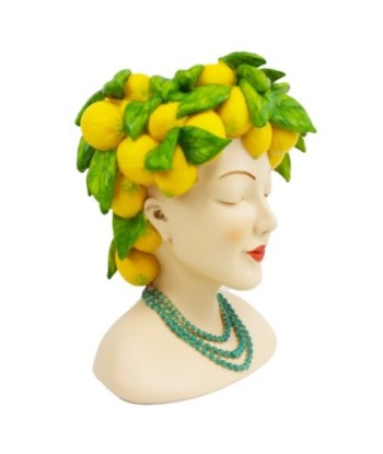 Macetero Cabeza Mujer de Resina - Estilo Fresco con Frutas