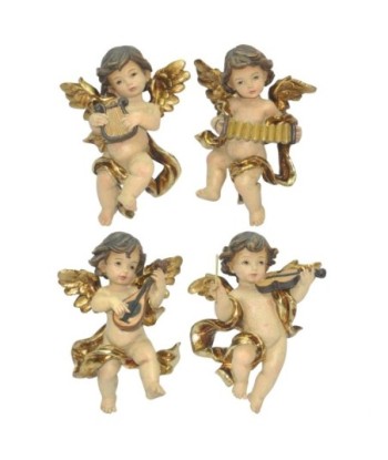 Figura de Navidad Ángel 4U en Resina con Detalles Dorados