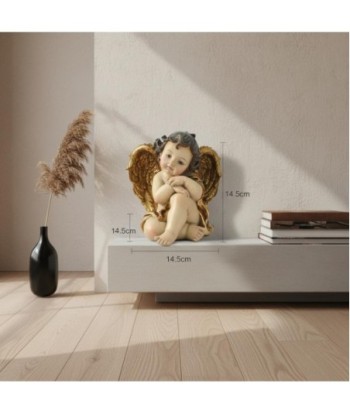 Figura Angel 2U de Resina con Detalles Dorados - Decoración de Navidad