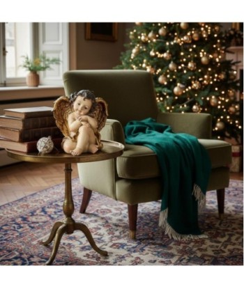 Figura Angel 2U de Resina con Detalles Dorados - Decoración de Navidad