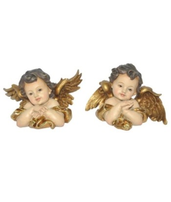 Ángel 2U de Resina con Detalles Dorados para Decoración Navideña