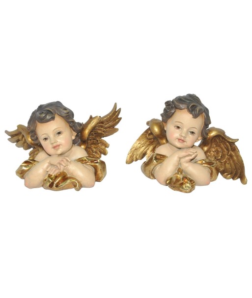 Ángel 2U de Resina con Detalles Dorados para Decoración Navideña