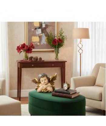 Ángel 2U de Resina con Detalles Dorados para Decoración Navideña