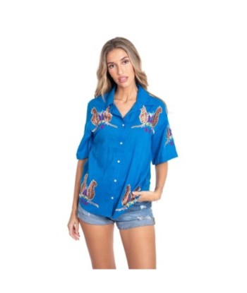 Camisa Multicolor para Mujer, Manga ¾, Estampado Tropical, 100% Algodón, Camisera Casual, Ideal para Ocasiones