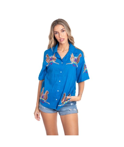 Camisa Multicolor para Mujer, Manga ¾, Estampado Tropical, 100% Algodón, Camisera Casual, Ideal para Ocasiones