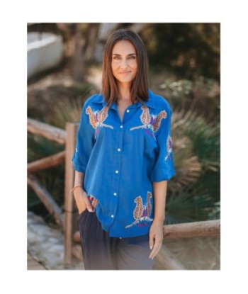 Camisa Multicolor para Mujer, Manga ¾, Estampado Tropical, 100% Algodón, Camisera Casual, Ideal para Ocasiones