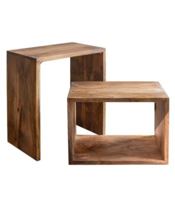 Mesa auxiliar de madera de mango, estilo moderno y funcional.